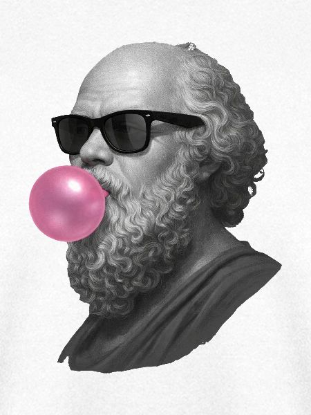 Socrates mit Kaugummi und Sonnenbrille