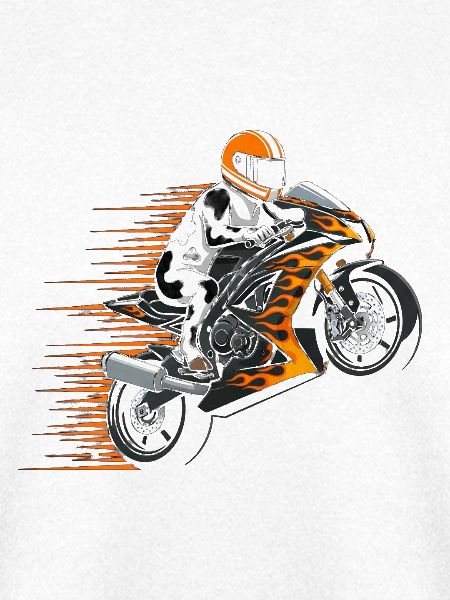 Flammenrennfahrer auf Sportmotorrad