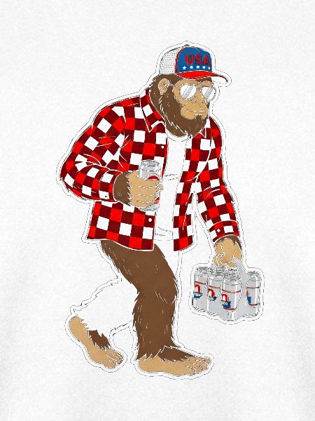 Bigfoot in rotem kariertem Bierbekleidung