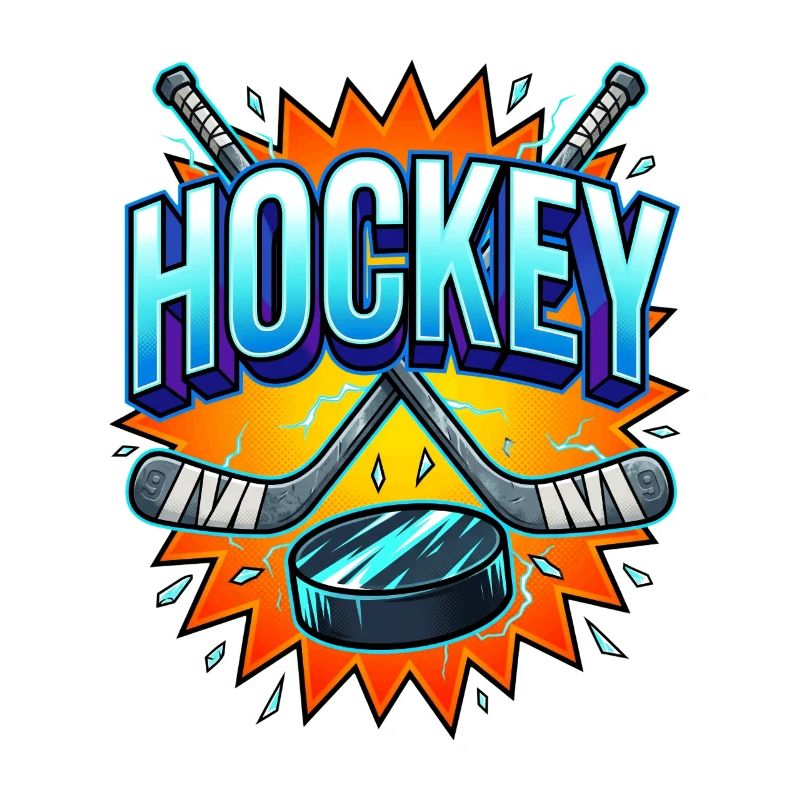 Eishockey Comic Style Schläger und Puck