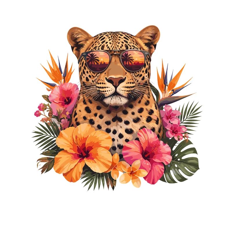 Leopardensonnenbrille mit Blumen