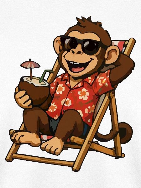 Affe am Strand im Hawaii-Look