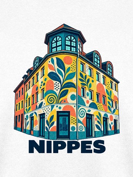 Nippes Eckhaus mit Schrift