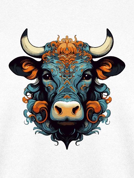 Stier Kopf Ornamente Bunt