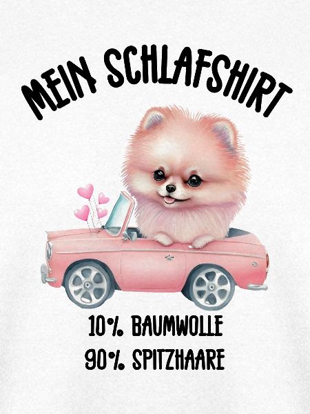 Zwergspitz Schlafshirt Rosa Cabrio