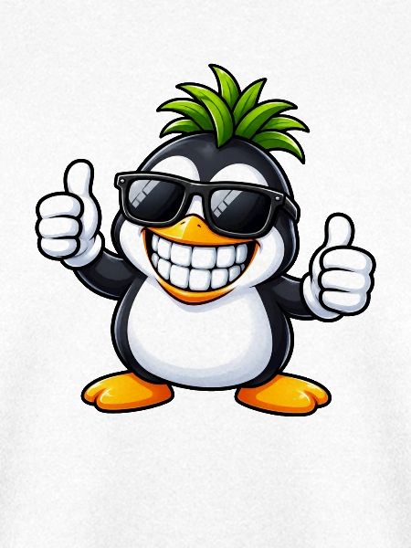 Cooler Pinguin mit Ananas Frisur