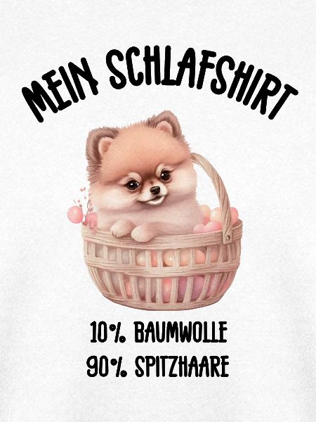 Zwergspitz Korb Herzen Schlafshirt