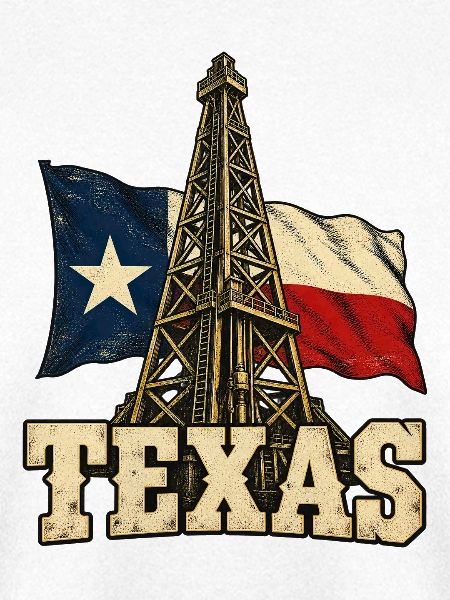 Texas Fahne und Bohrturm