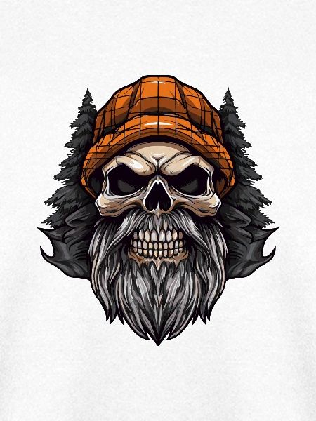 Totenkopf mit Bart und Mütze