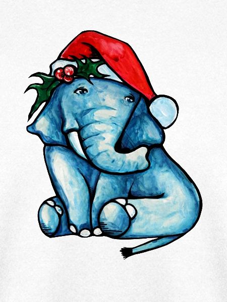 Blue Elephant Santa Splash
