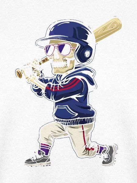 Skelett-Baseballspieler-Cartoon-Stil
