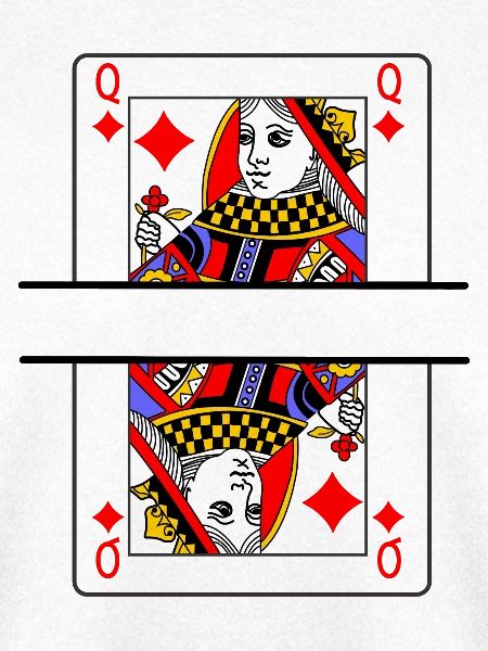 Spielkarte Karo-Dame mit Bannerplatz
