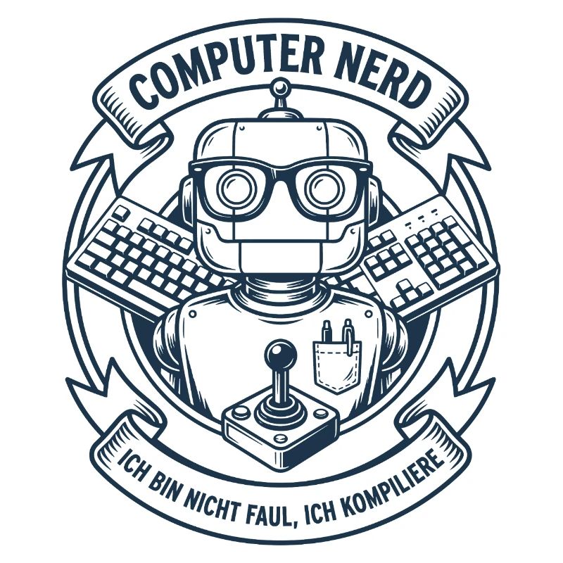 Computer Nerd Robot Logo