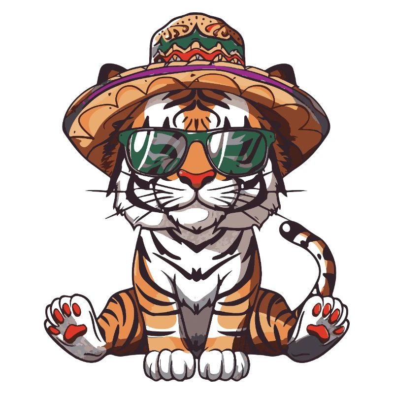 Tiger Comic Lustig Sombrero
