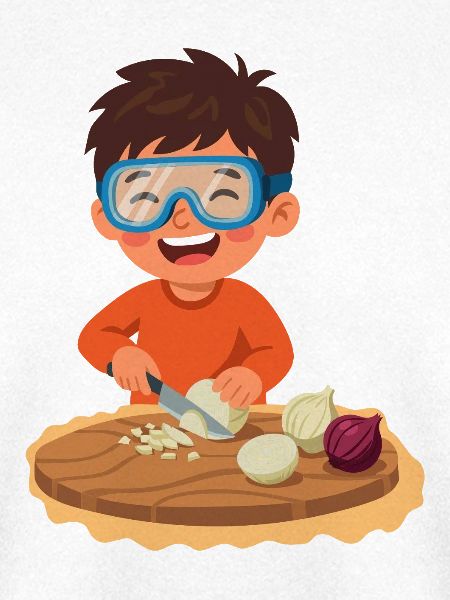 Kind Schneidet Zwieblen Smart