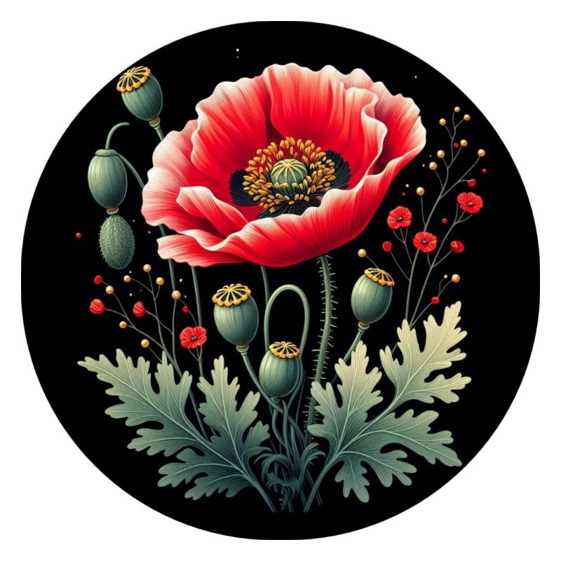 Blumenmotiv Mohnblume Schwarzer Hintergrund