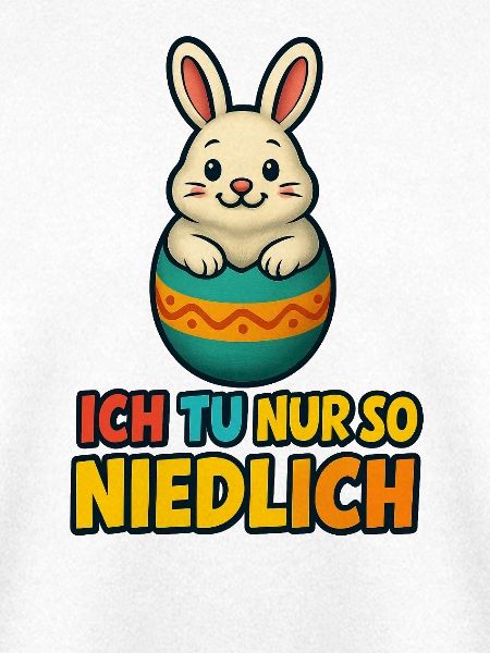 Osterhase im Ei mit Spruch