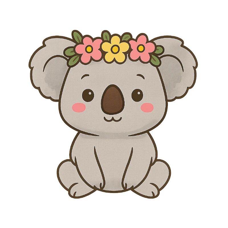 Süßer Koala mit Blumenkranz