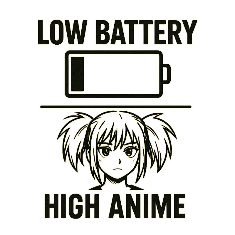 Anime Mädchen mit Akku Warnung