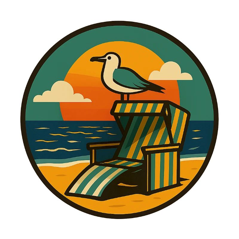 Strandkorb Design mit Möwe