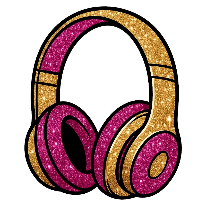 Glitzer Kopfhörer Gold Pink