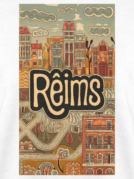 Reims Stadtbild Retro Illustration