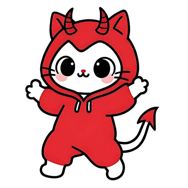 Cat Devil Kapuzenpullover Rot