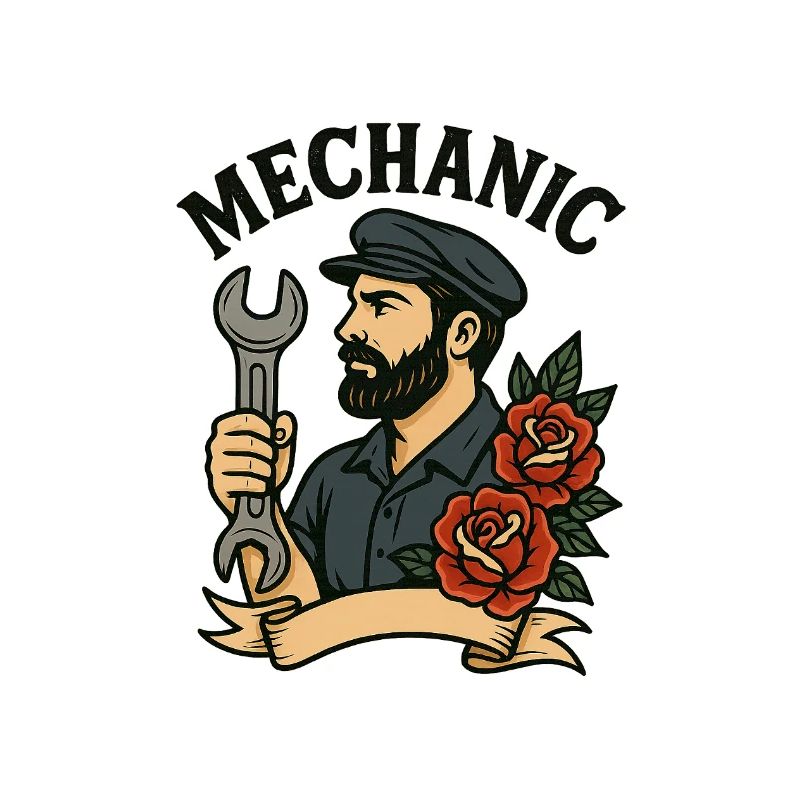 Mechaniker mit Rosen