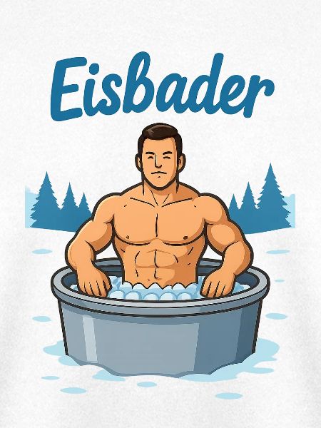 Eisbader Muskelmann im Eisbad