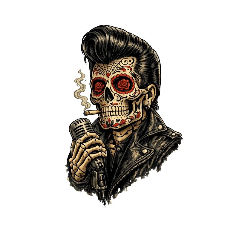Skeleton Sugar Skull Rockabilly Microphone
