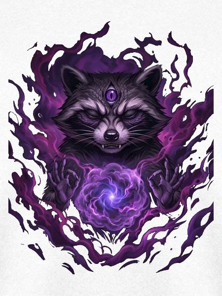 Waschbär mit violetter Aura
