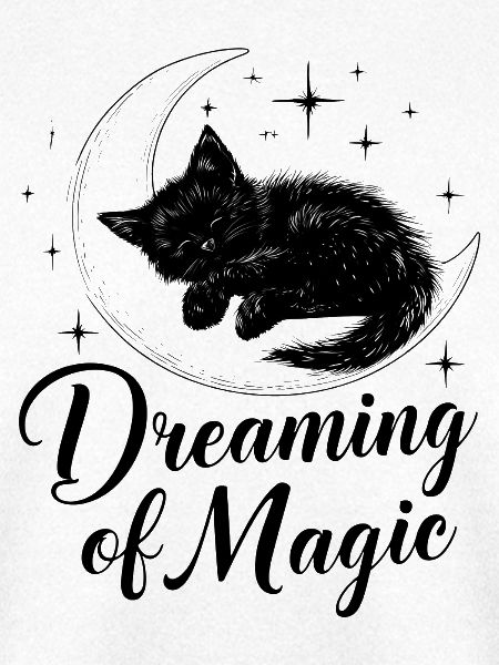 Traumhafte Nachtkatze auf Mond