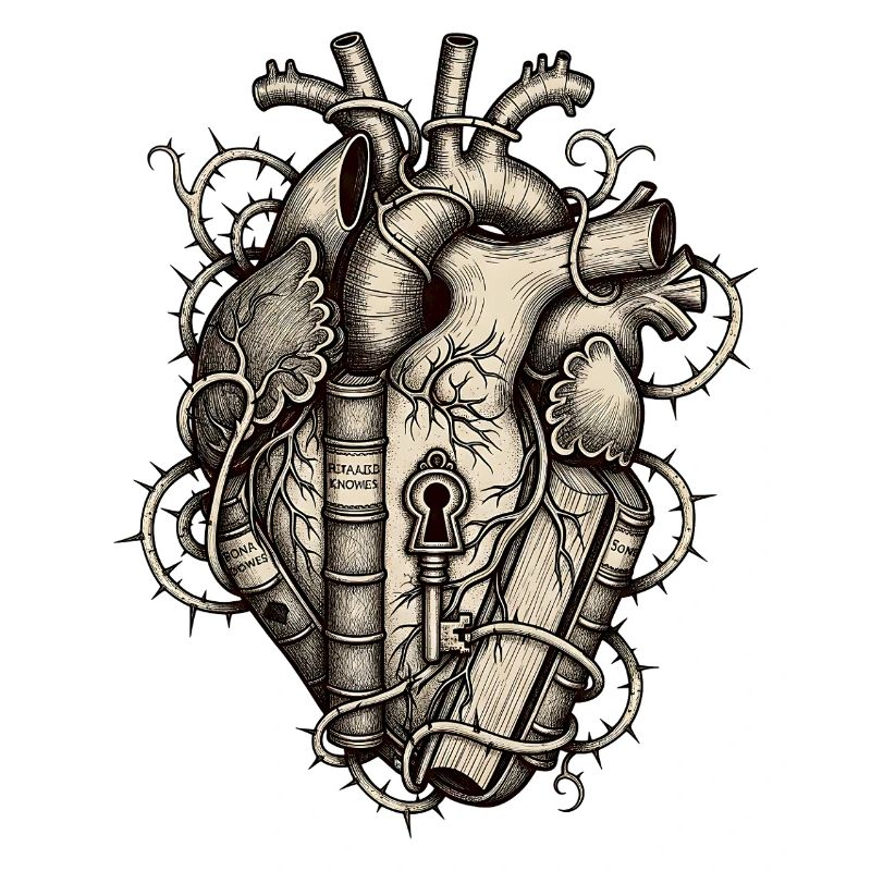 Anatomisches Herz des Bibliophilen