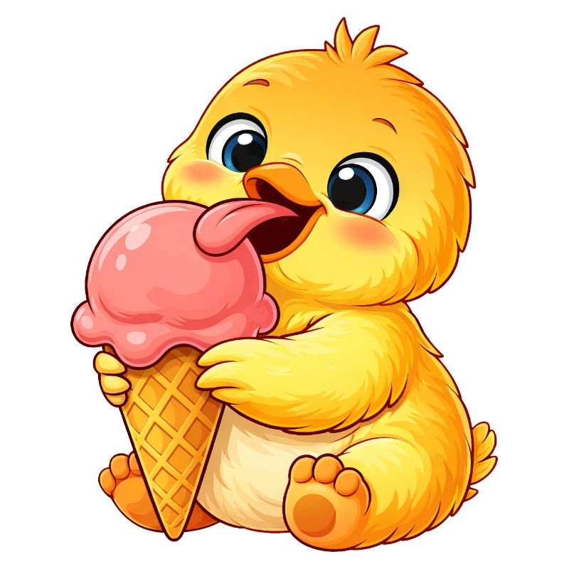 Süßes Küken mit Eis Cartoon