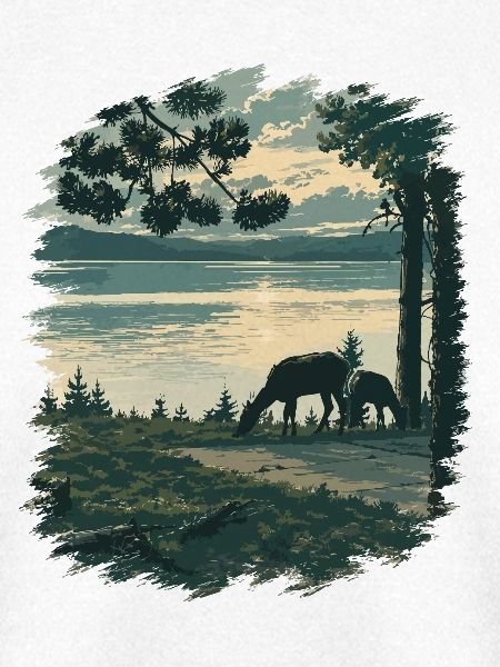 Dämmerung am Yellowstone Lake Wildszene