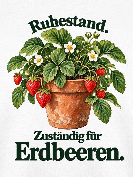 Ruhestand – Zuständig für Erdbeeren | Illustration