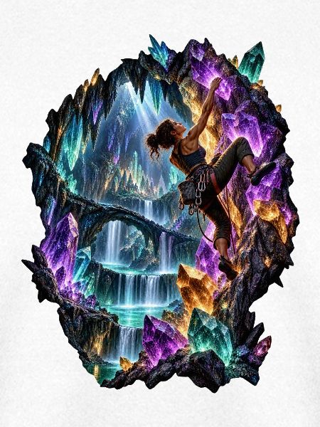 Kletterin in der Kristallhöhle