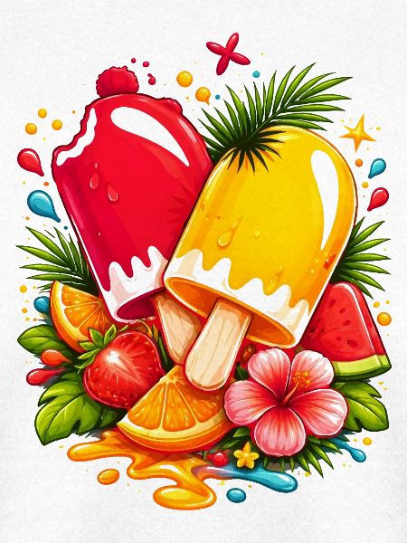 Tropisches Eis mit Früchten Illustration 