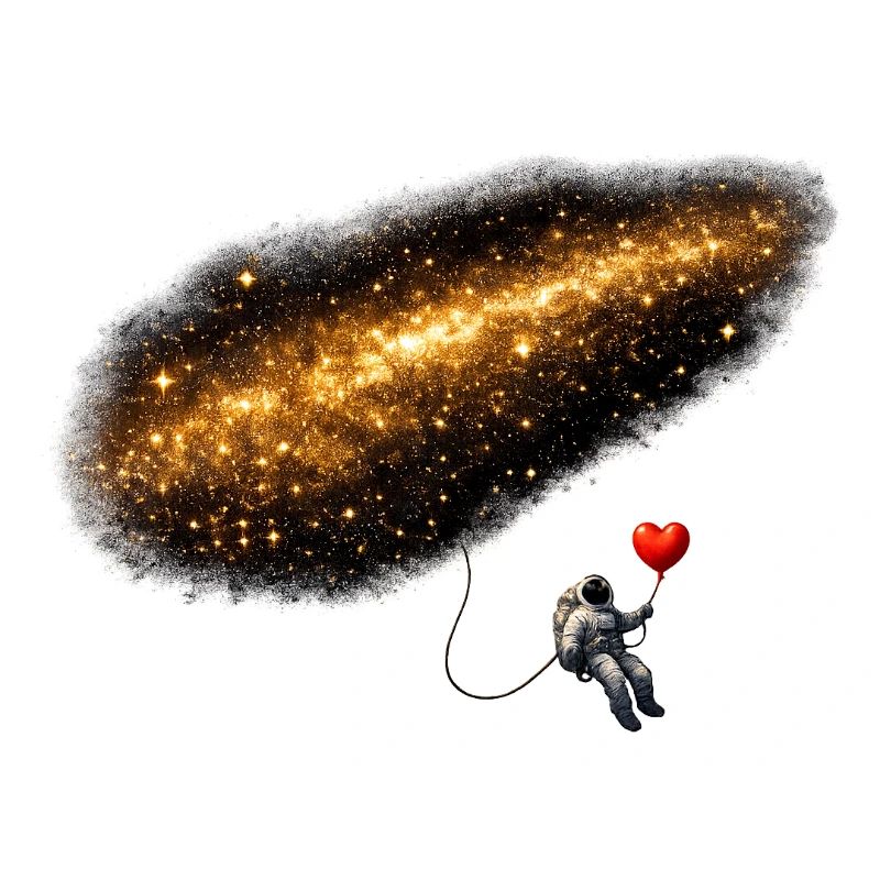 Astronaut im Kosmos mit Herzballon