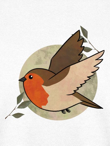 Aquarell Robin auf Kreis