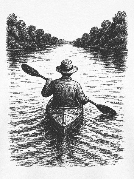 Ruhige Kanuszene als stimmungsvolle Illustration