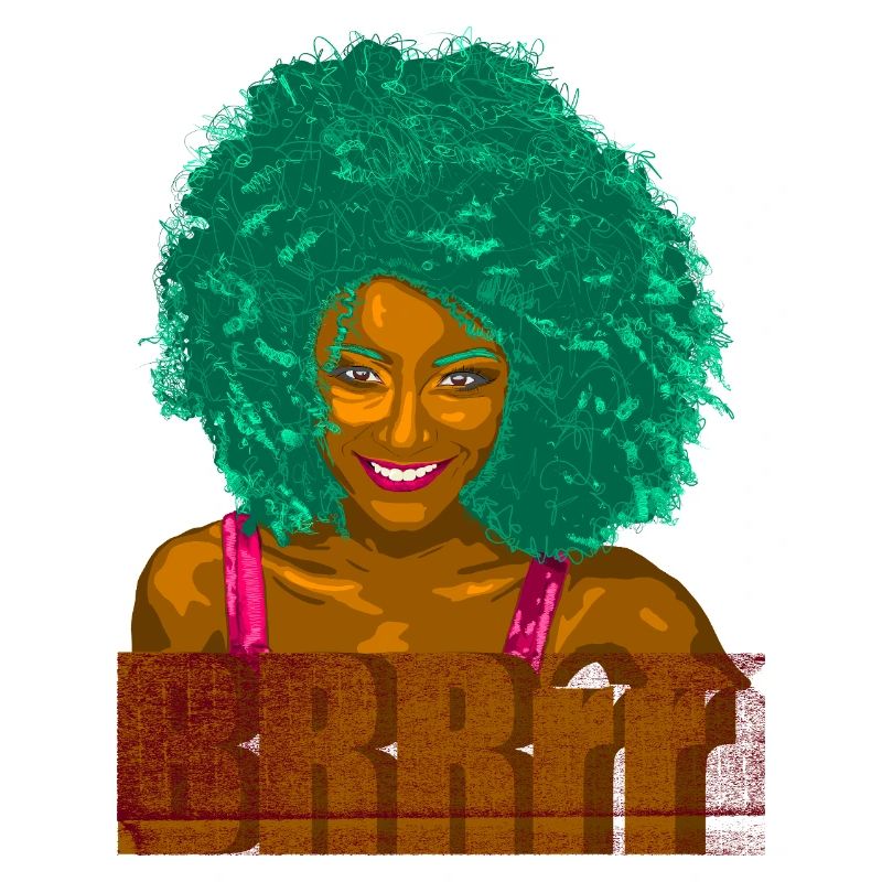 Turquoise Afro Pop Portrait