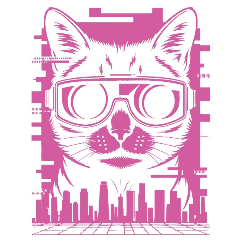 Neonkatze in Cyber-Brille