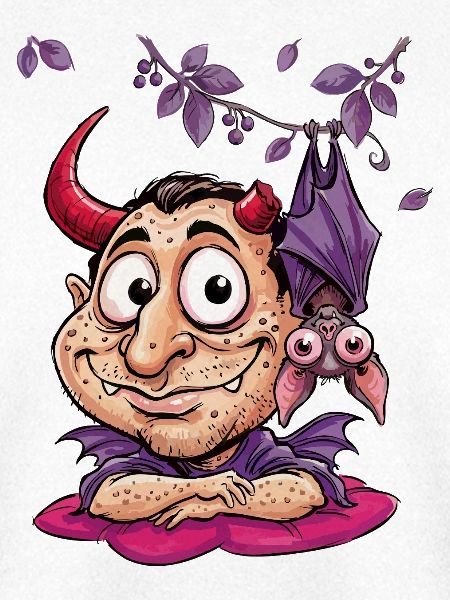 Lustiger Teufel mit Fledermaus
