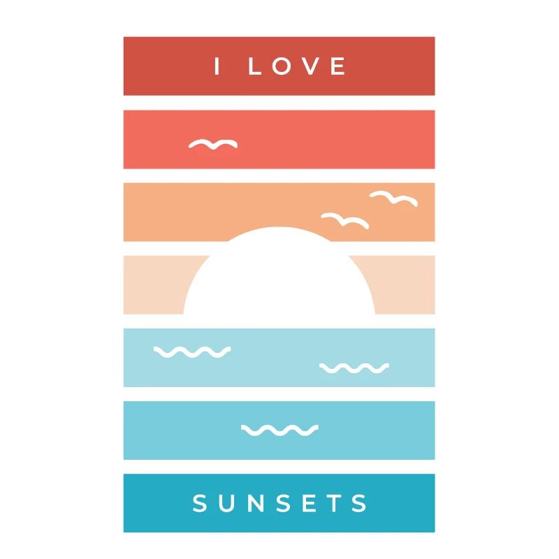 Citation de 'J’adore les couchers de soleil' pour les amateurs de plage