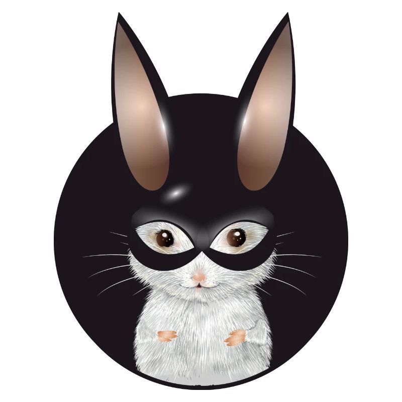 Cute White Mouse with Bunny Mask in Patch