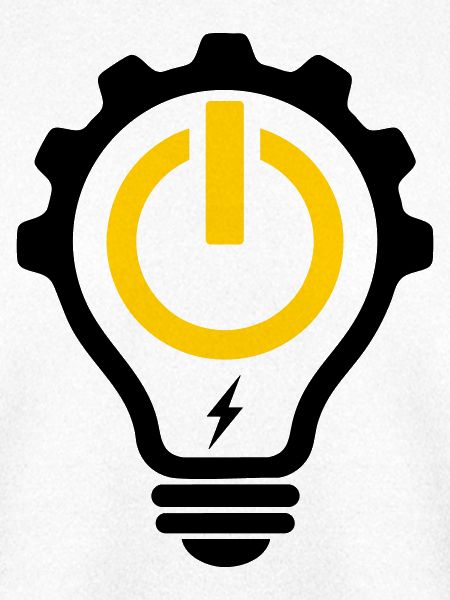 Elektriker Glühbirne Blitz und Zahnrad