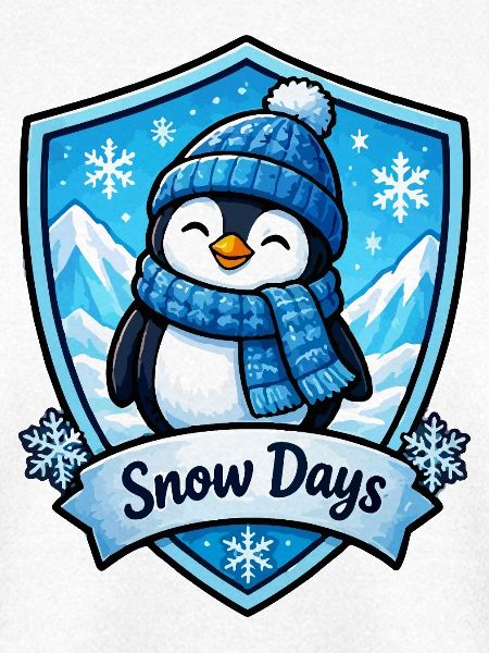 Schnee-Pinguin im Schild