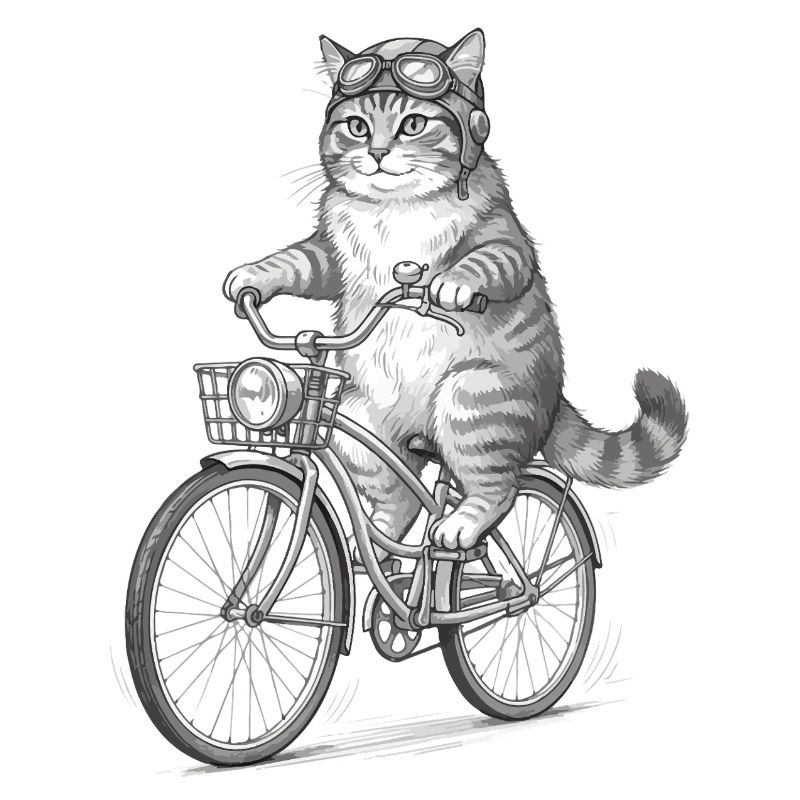 Katzenradfahrer mit Schutzbrille