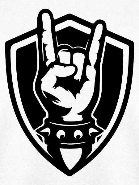 Rock Handzeichen Wappen Symbol Schwarz